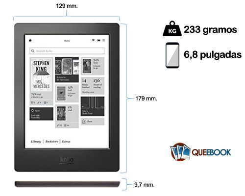 Tamaño Kobo Aura H2O